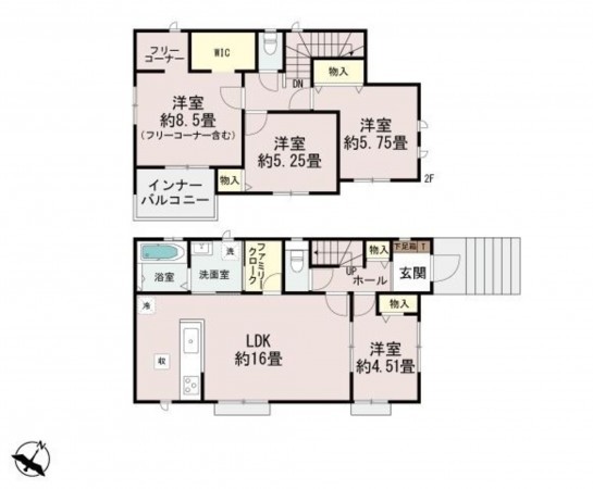 福岡市東区土井、新築一戸建ての間取り画像です