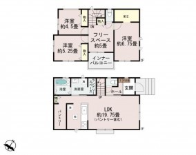 福岡市東区土井、新築一戸建ての間取り画像です