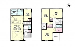 福岡市東区千早、新築一戸建ての間取り画像です
