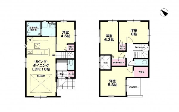 福岡市東区千早、新築一戸建ての間取り画像です
