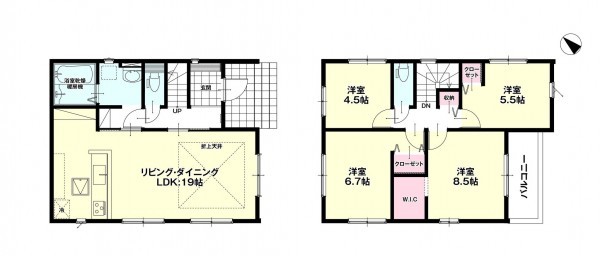 福岡市東区千早、新築一戸建ての間取り画像です