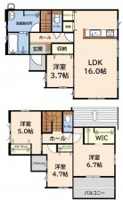 福岡市東区八田、新築一戸建ての間取り画像です