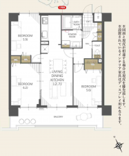 福岡市東区和白、マンションの間取り画像です