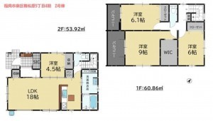 福岡市東区舞松原、新築一戸建ての間取り画像です