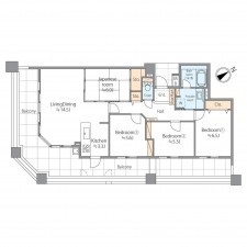 福岡市東区御島崎、マンションの間取り画像です