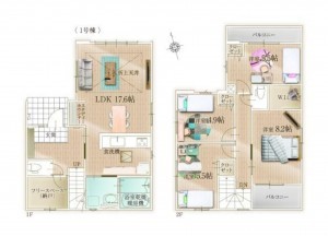 福岡市東区香椎駅東、新築一戸建ての間取り画像です