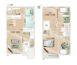 福岡市東区舞松原、新築一戸建ての間取り画像です