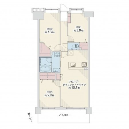 糟屋郡新宮町夜臼、マンションの間取り画像です