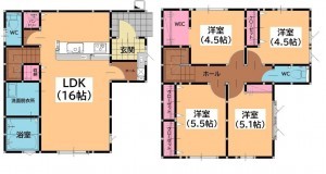 福岡市東区香住ヶ丘、新築一戸建ての間取り画像です
