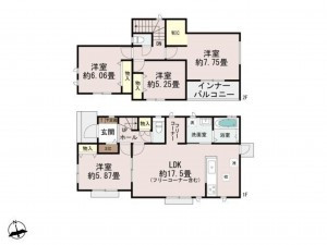 福岡市東区美和台、新築一戸建ての間取り画像です