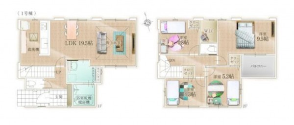 古賀市千鳥、新築一戸建ての間取り画像です