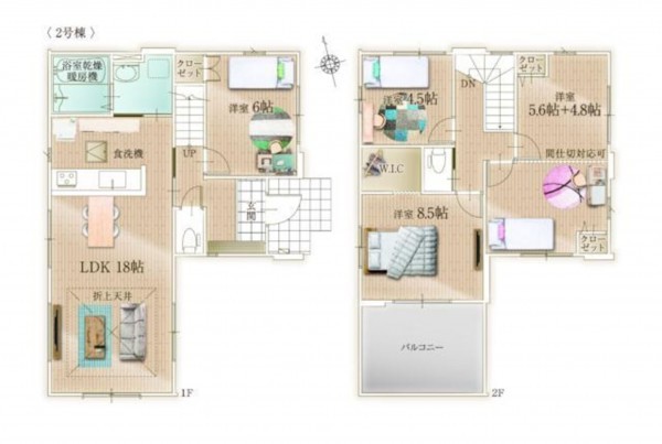 古賀市千鳥、新築一戸建ての間取り画像です