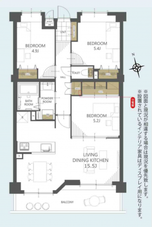 福岡市東区和白丘、マンションの間取り画像です