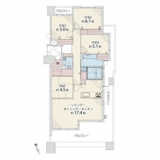 古賀市花見東、マンションの間取り画像です
