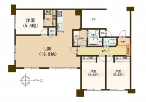 福岡市東区奈多、マンションの間取り画像です
