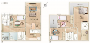福岡市東区若宮、新築一戸建ての間取り画像です