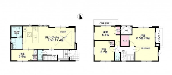 福岡市東区八田、新築一戸建ての間取り画像です
