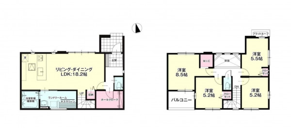 福岡市東区八田、新築一戸建ての間取り画像です