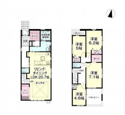 古賀市花鶴丘、新築一戸建ての間取り画像です