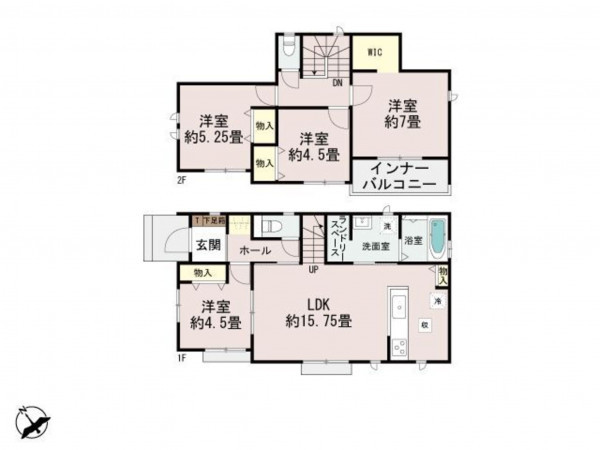 古賀市日吉、新築一戸建ての間取り画像です