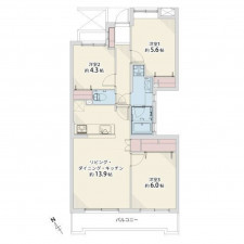 福岡市東区香住ヶ丘、マンションの間取り画像です