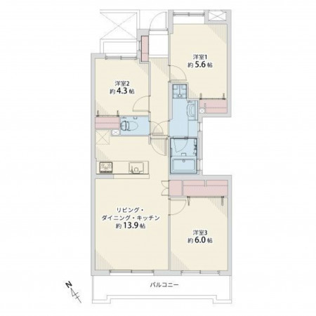 福岡市東区香住ヶ丘、マンションの間取り画像です