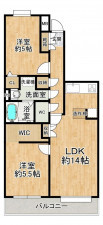福岡市東区千早、マンションの間取り画像です