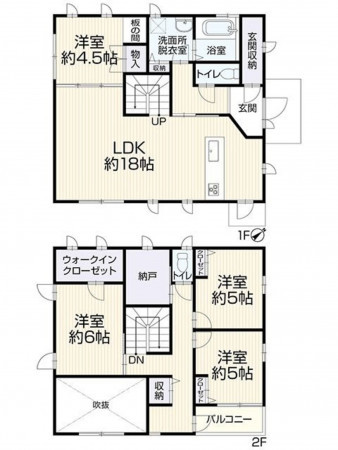 福岡市東区三苫、中古一戸建ての間取り画像です