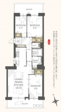 福岡市東区箱崎、マンションの間取り画像です