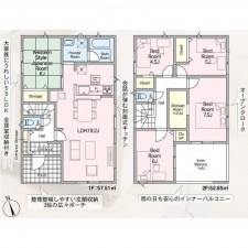 福岡市東区八田、新築一戸建ての間取り画像です