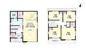 福岡市東区八田、新築一戸建ての間取り画像です