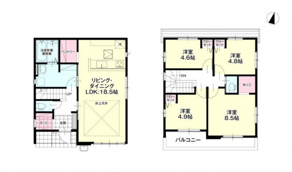 福岡市東区八田、新築一戸建ての間取り画像です