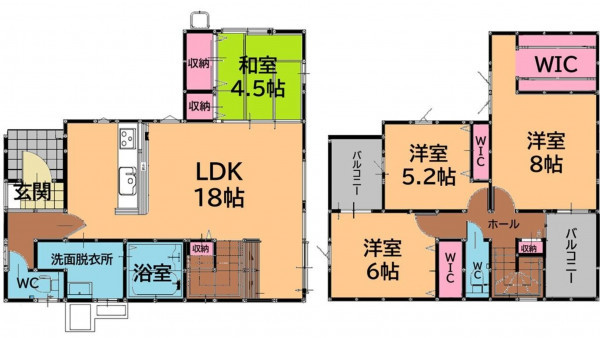 福岡市東区奈多、新築一戸建ての間取り画像です