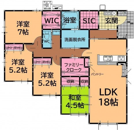 福岡市東区奈多、新築一戸建ての間取り画像です