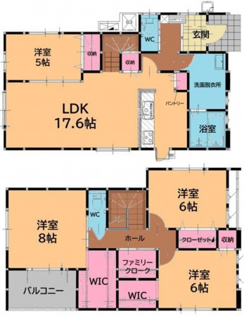 福岡市東区奈多、新築一戸建ての間取り画像です