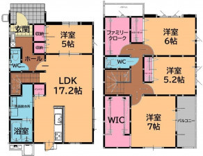 福岡市東区奈多、新築一戸建ての間取り画像です