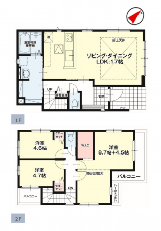 福岡市東区舞松原、新築一戸建ての間取り画像です