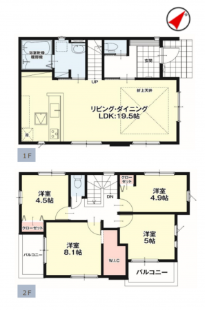 福岡市東区舞松原、新築一戸建ての間取り画像です