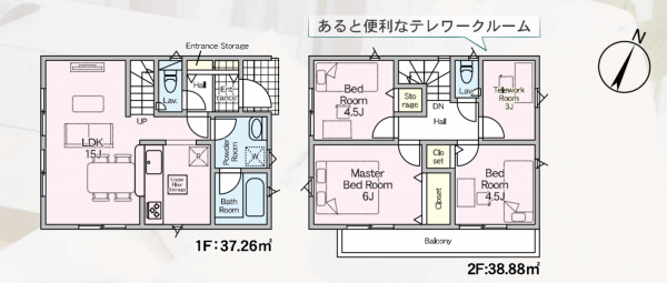 福岡市東区塩浜、新築一戸建ての間取り画像です