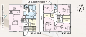 福岡市東区塩浜、新築一戸建ての間取り画像です