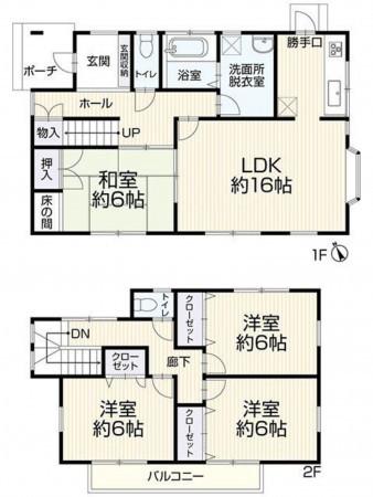 福岡市東区美和台、中古一戸建ての間取り画像です
