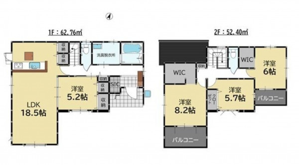 福岡市東区青葉、新築一戸建ての間取り画像です