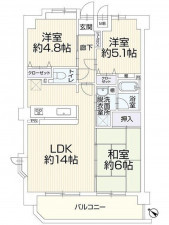 福岡市東区唐原、マンションの間取り画像です