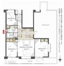 福岡市東区千早、マンションの間取り画像です
