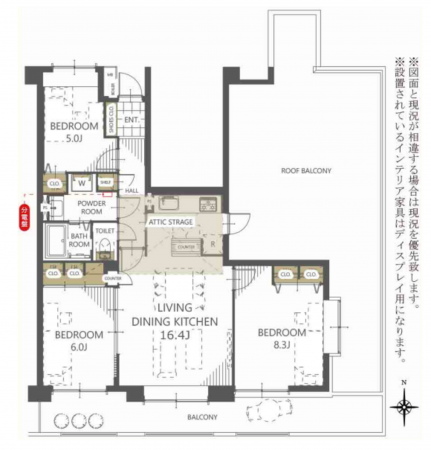 福岡市東区千早、マンションの間取り画像です