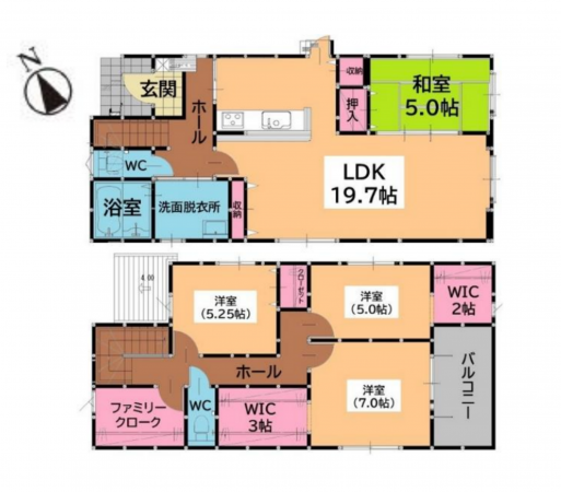 古賀市花鶴丘、新築一戸建ての間取り画像です