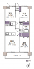 福岡市東区多々良、マンションの間取り画像です