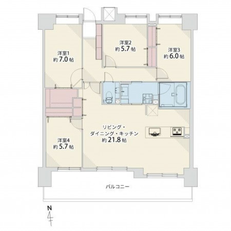 福岡市東区御島崎、マンションの間取り画像です