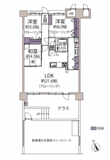 福岡市東区原田、マンションの間取り画像です