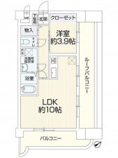 福岡市東区箱崎、マンションの間取り画像です